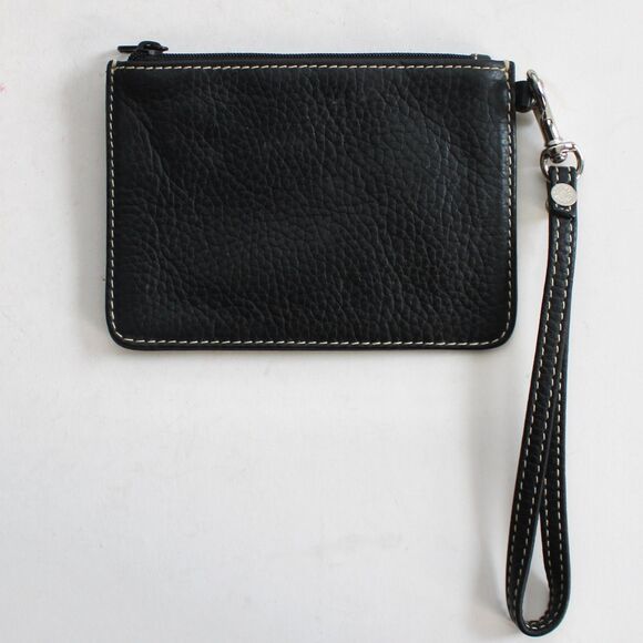 Dooney & Bourke Vintage Black Pebble Leather Zip Case Wristlet Wallet - Picture 2 of 6